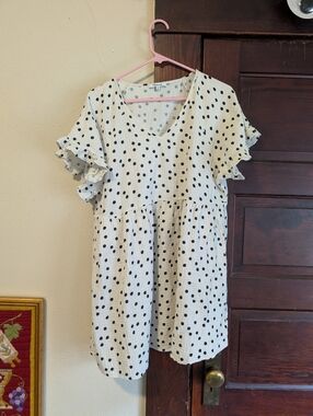 Madewell Lightspun Ruffle-Sleeve Babydoll Dress In Dot Toss
